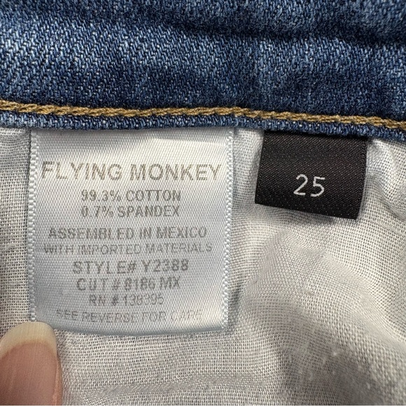 Flying Monkey Two-Tone Blue Flare Raw Hem Button Fly Jeans Sz25 - Picture 4 of 9
